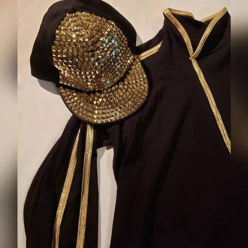Hip Hop Dance Costume, Black & Gold, Child Large, Costume Gallery